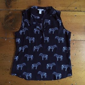 Banana Republic petite M sleeveless zebra blouse semi sheer